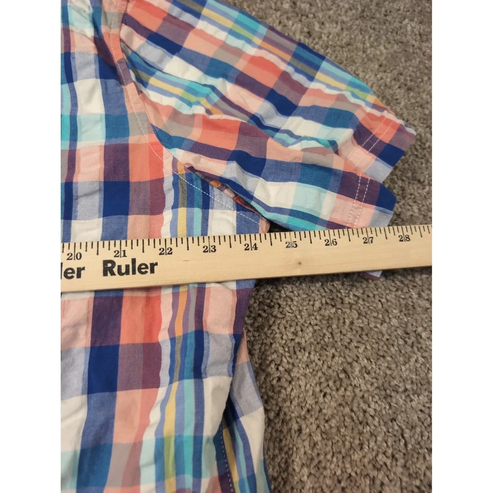 LL Bean Mens XL Short Sleeve Plaid Button Down Shirt Organic Cotton Multi-Color - Picture 4 of 6